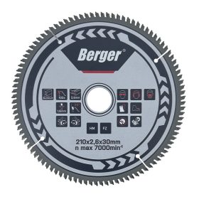   Berger körfűrésztárcsa keményfém trapéz fogazattal HM 210x2,6x30mm Z100/FZ/TZ