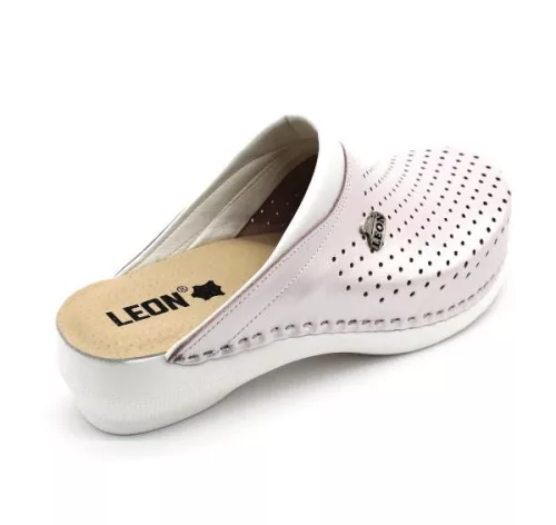Leon Comfort PU100 női bőr kényelmi klumpa perla színben
